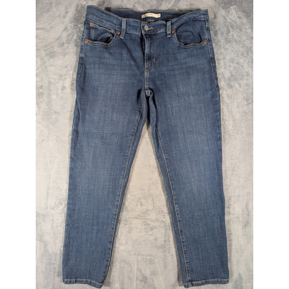 Levi's Women's 30 Boyfriend Jeans Mid Rise Tapered Leg Medium Wash Blue Denim